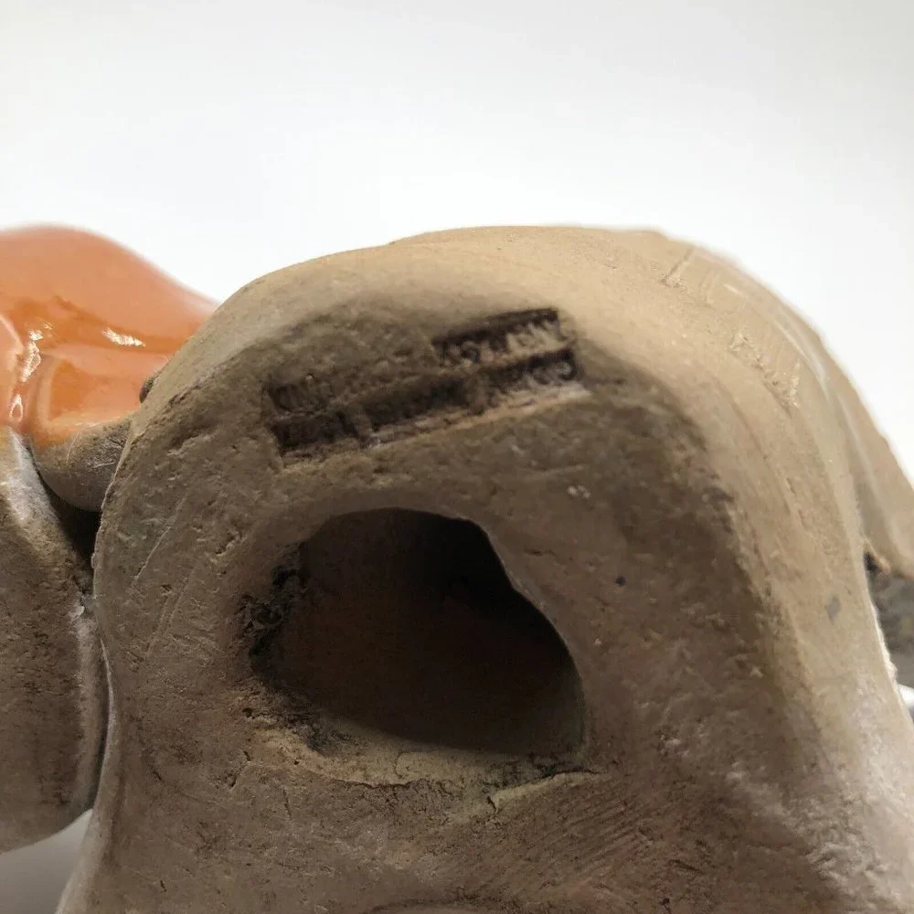 Nancy Eckland Artist Signed Clay Hippo Toothbrush Holder Goofy Designer Rare